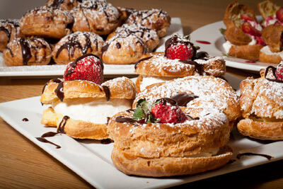 A selection of delicious pastries made by students in our baking and pastry chef school.